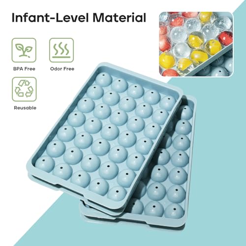 Image of Ice Cube Trays with Lid and Bin, 1.0 IN Small Round Ice Cube Mold for Freezer - Easy Release Stackable Ice Ball Maker for Cocktail, Whiskey and Drinks,BPA-Free(1.0in /70 balls&box)