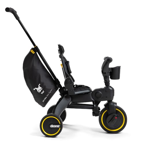 Image of Doona Liki Trike S5 - Premium Foldable Trike for Toddlers, Kids /Baby Tricycle Stroller with Cushion Seat, UPF 50+ Sun Protection & Harness, Parental Control, Ages 10 Months to 3 Years, Midnight,Black