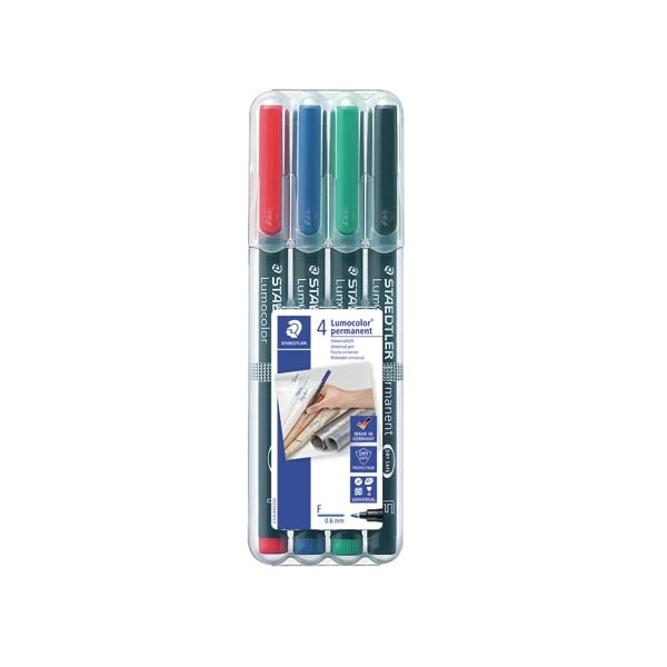 Finchley Lumocolour Pen Permanent Fine Assorted (Pack of 4) 318-WP4 refill pen free (6)