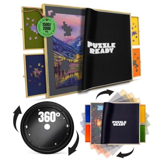 Portable Puzzle Board & Storage Table - Quality Jigsaw Puzzle Board, Fits 1500 Piece Puzzles. Lightweight, Easy to Store, 4 Color Sliding Drawers, Plus Puzzle Mat, Fun at Your Fingertips, Great Gift
