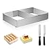 WOUYTPE Marco para Hornear Rectangular Ajustable con Separador, Aro para Tartas Cuadrado para Bandeja de Horno, Molde Rectangular para Hornear con 2 Espátulas, Molde para Pasteles de 18x28 a 34x54cm