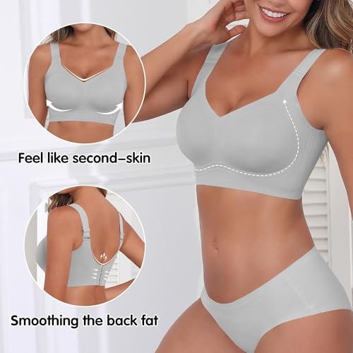 Image of Womens 2025 Seamless Wireless Supportive Bra Push Up Comfort Soft No Underwire Full Coverage T-Shirt Bras (M-4XL)