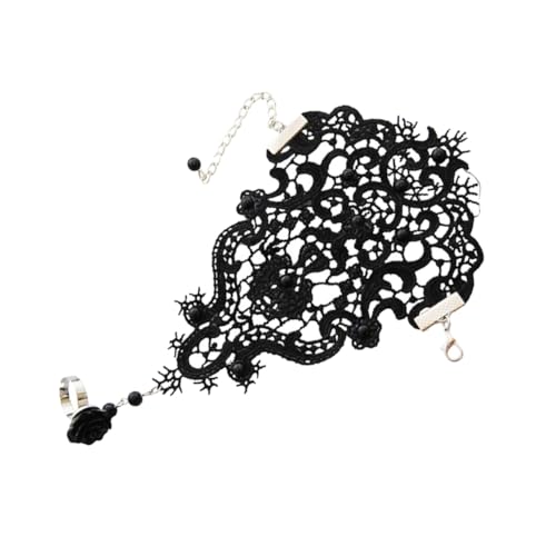 ODHLMFQ Bracelet Wrist Rings Carpal Kit Arm Adjustable Birthstone The Mittens Ring Lace Black Fingerless Gloves Wedding Hand Jew