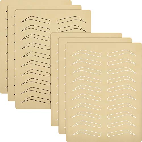 6 Pieces Eyebrow Tattoo Skin Practice Microblading Practice Skin Tattoo Skin Practice Sheet No Ink Needed Practice Skin Double Sided Practice Skin for Tattoo Eyebrow Beginner Salon (White, Black)