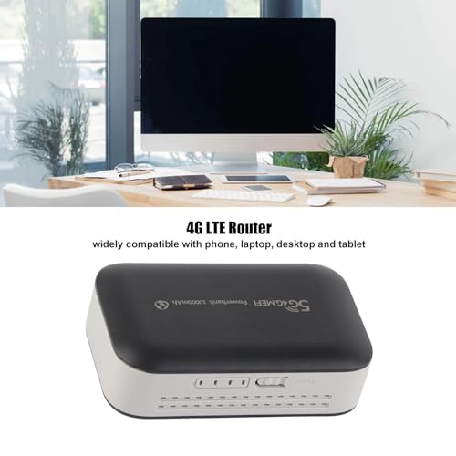 Image of Portable Black 4G WiFi Router for Phone, Laptop, Tablet - Supports Up to 10 Users on Travel - Built-in 10000mAh
