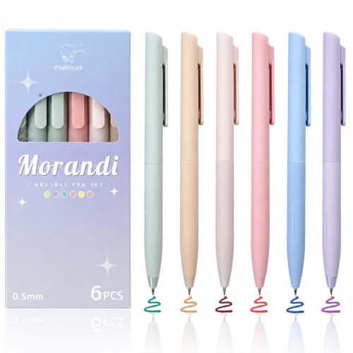 6 stylos gel pastel, encre colorée 0,5mm rétractables pour journalisation