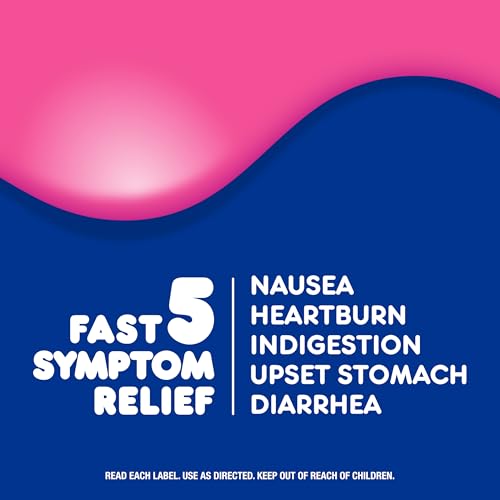 Image of Pepto Bismol ULTRA Caplets, Upset Stomach Relief, Nausea Relief, Heartburn Relief, Indigestion Relief, Anti Diarrhea Medication for Adults - 5 Symptom Relief, 24 ct