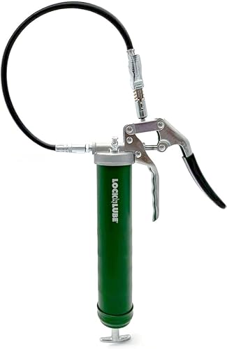 LockNLube Heavy Duty Pistol-Grip Grease Gun. Includes our patented LockNLube® Grease Coupler (locks on, stays on, won\'t leak!) plus a high-quality 20\" hose and in-line hose swivel. - Thumbnail 2