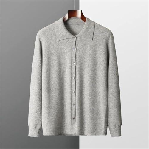 Men's Wool Cardigan Sweater Long Sleeve Lapel Sweater Loose Solid Color Top2