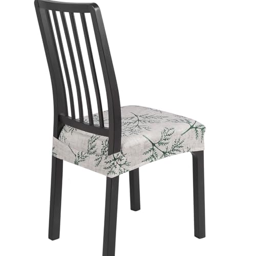 Image of SearchI Stretch Dining Chair Seat Covers Set of 4, Soft Removable Washable Seat Covers for Dining Chairs, Dining Room Seat Cover Protector (Rear-Covered, Fern Leaves)