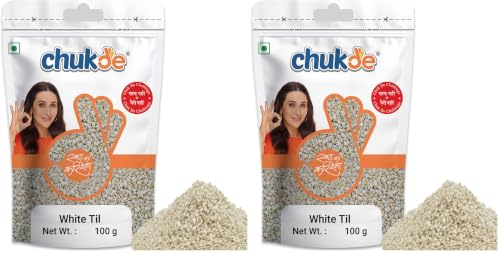Image of Chukde - White Seasame (Safed Till) | Ideal for Topping, Chutney, Desserts, Curry, Seasoning | Good Source of Nutrients, Supports Heart Health, Promotes Bone Health | 100 Gm (Pack of 8)