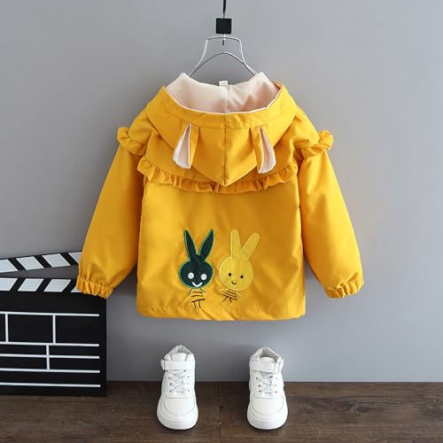 Amur Leopard Dziecięca kurtka dziewczęca, wiatrówka, oddychająca kurtka z kapturem dla dzieci, na wiosnę, jesień, Żółty, 12-24 miesi?cy