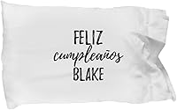 Vista 1 de Feliz Cumpleanos Blake Pillowcase Spanish Happy Birthday Personalized Name Gift Pillow Cover Case 20x30