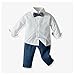 Moyikiss Studio Fashion Boys 3Pcs Outfits Long Sleeve Bowtie White Shirt+Plaid Outerwear+Jeans Casual Clothes Sets (Red, 70/6-12M)