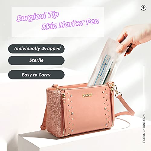 Surgical Skin Marker Pen 4-Pack Professional Sterile Tip Tattoo Stencil Markers Pen Scribes Purple, Individually Wrapped (Tip Size: 0.5mm/1mm/3.5mm)