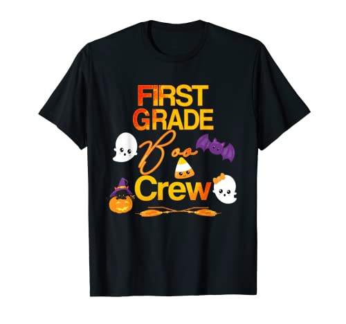 Halloween Primer Grado Lindo Boo Crew Maestro Estudiante Retro Camiseta