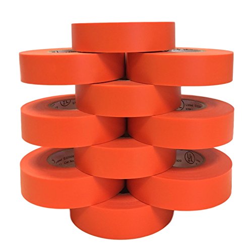 Image of TradeGear Orange 10 Pack - UL Listed Colored Electrical Tape, 60 ft x 3 /4 in, 600V, Flame Retardant, Waterproof, Rubber Adhesive - Phase Marking, Wire ID, Automotive