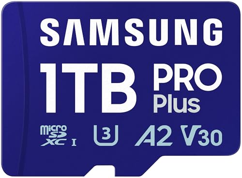 Samsung PRO Plus (2023) microSD-Karte + SD-Adapter 1 TB UHS-I U3 Full HD & 4K UHD 180 MB/s Lesen 130 MB/s Schreiben Speicherkarte für Smartphone Action-Cam Handheld-Konsole MB-MD1T0SA/EU