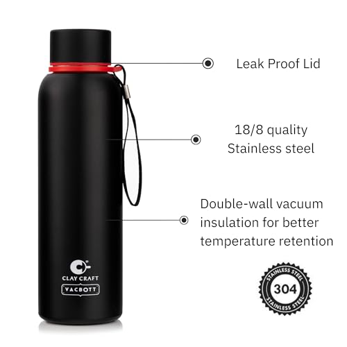 Image of CLAY CRAFT VACBOTT Everest Hike Double Wall|18 Hours Hot and 24 Hours|Cold Water Bottle Vacuum Insulated Flask Bottle 700ml|Leak Proof|BPA-Free| BIS Certified| Made in India|1 Year Limited Warranty