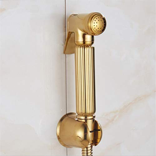 Bidet abattant WC avec douchette or et flexible 1,5m LWX