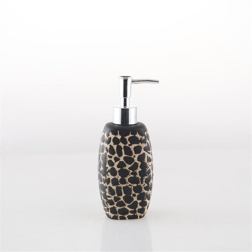 Dispensador de jabón para baño, Botella de cerámica Creativa y Luminosa, dispensador de jabón líquido para lavavajillas de 300 ml, dispensador de Gel de Ducha y loción para Cocina (Negro).