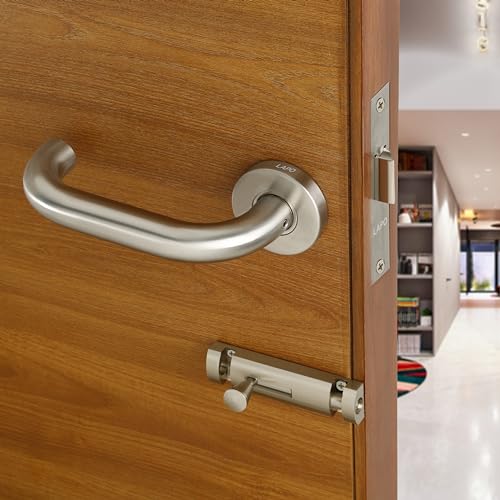 LAPO Heavy Duty Door Locks for Bathroom, Door Lock Without Key for Balcony, Door Handle Lock Handlesets Without Key for Storeroom, Handle Lock for Pooja Ghar | Matt Finish | 3 Years Warranty CMH-6T