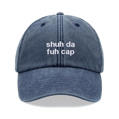 Shuh da fuh Cap Baseball Cap Vintage Washed Unisex Dad Hat Low Profile Adjustable Blue Denim
