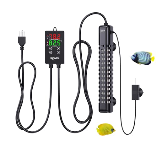 SEAOURA Aquarium Heater, 300W Fish Tank Heater for 50-60 Gallon, Submersible Heater for Fish Tank with Over-Temperature Protection, Automatic Power-Off, Saltwater Freshwater