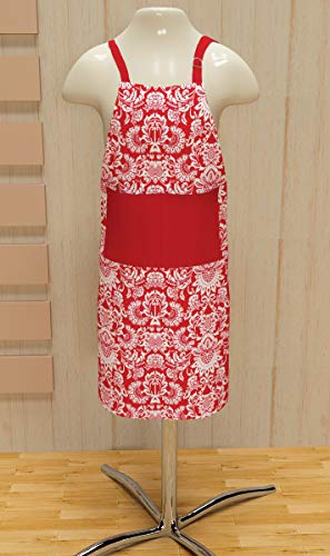 The Season Thread Apron - Red, 100% Cotton Apron With An Adjustable Neck Strap & Long Ties With Pockets, Size 28X32 Inch. Apron For Women Men Chef, Cooking, Baking, Bbq. #TOP1