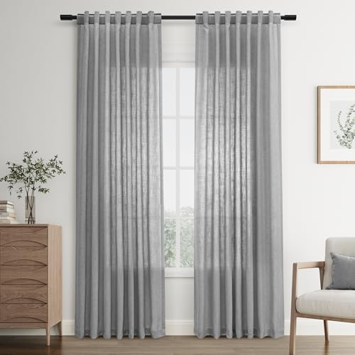 Image of Joywell Linen Curtains 84 Inches Long for Living Room Grey