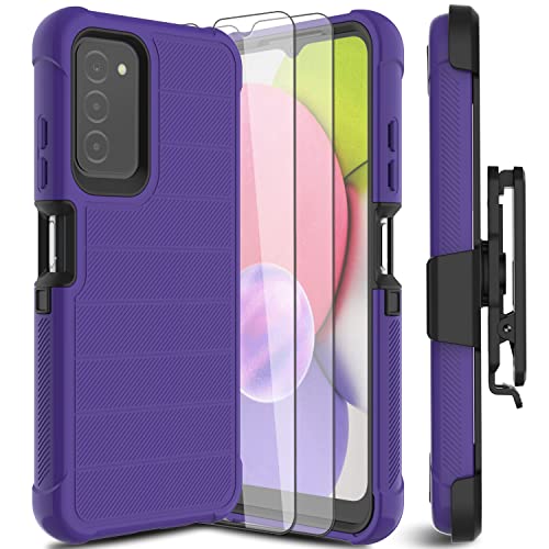 for Samsung Galaxy A03S Phone Case with Tempered Glass Screen Protector, [Holster Series] Belt Clip Hard Tough Full Heavy Duty Rugged Military Shockproof Armor Cell Phone Cover (Black)