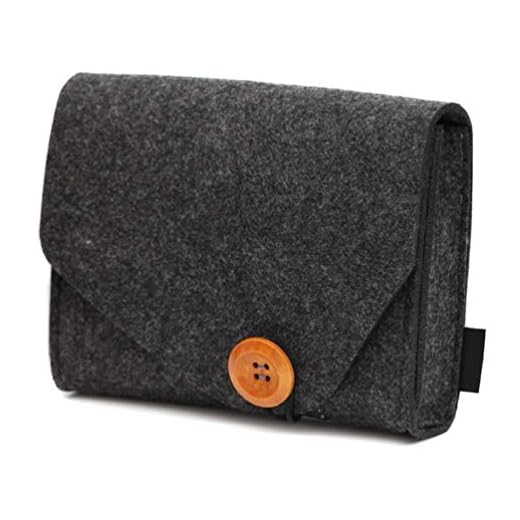 Diseño de Moda Color sólido Banco de energía Bolsa de Almacenamiento Portátil de Viaje Cable de Datos USB Auricular Organizador de Bolsa-Gris Oscuro-1 Tamaño