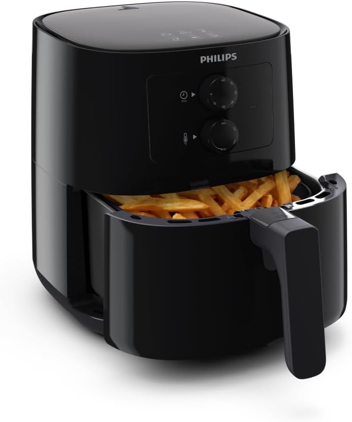 - PHILIPS Air Fryer HD9200/90, uses up to 90% less fat, 1400W, 4.1 Liter, with Rapid Air Technology (Black), Large