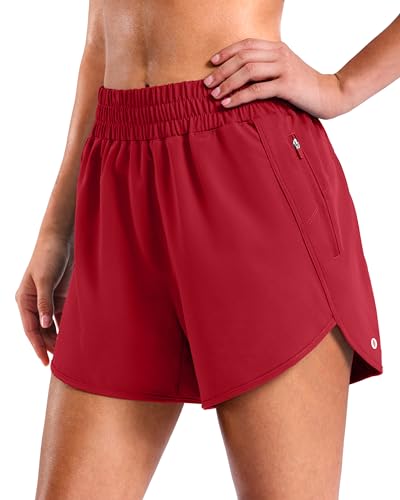 SANTINY Women's 3"/4"/5" Athletic Running Shorts (Red-L4_XS)