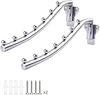Folding Wall Mounted Clothes Rack, Wall Clothes Hanger Detachable Sturdy Swing Arm Coat Hanger Stainless Steel Clothes Hook Closet Rod Clothing Holder Drying Racks for Bathrooms Laundry Room, 2 Pack
