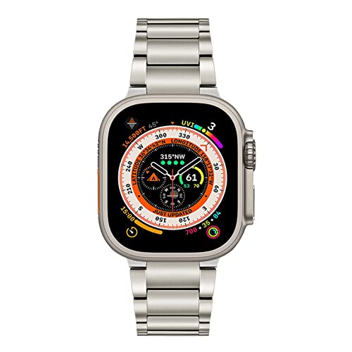 TRUMiRR Remplacement pour Apple Watch Ultra 49mm Bracelet en titane, Titane Métal Bracelet de montre Business Bracelet pour iWatch Apple Watch SE (2nd Gen) Series 8 7 6 5 4 3 2 1 45mm 44mm 42mm