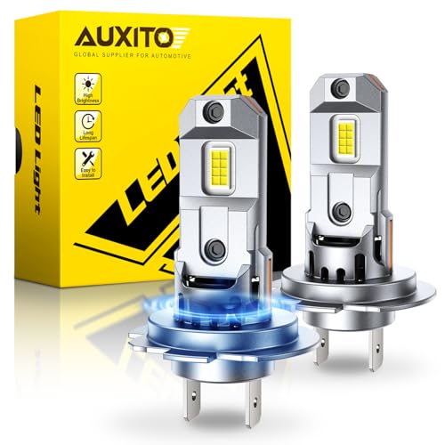 Image of AUXITO H7 /H7ll Bulbs, 44,000LM 900% Super Brighter, 6500K Cool White, 1:1 Mini Halogen Size H7 /H7ll Fog Lights with Cooling Fan, Plug and Play, Pack of 2