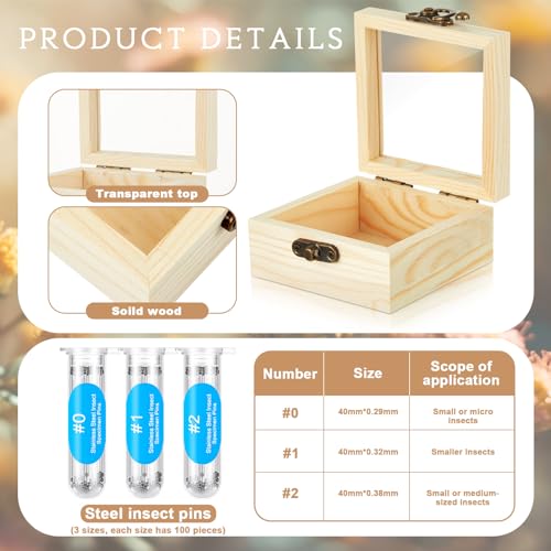 Image of Spiareal 55 Pcs Insect Specimen Tools Kit Include 3.54 x 3.54 x 1.77 in 8 Pcs Display Case Box 6 Foam Pinning Board 3 Tubes Pins 6 Tweezers Butterfly Insect Pinning Kit Entomology Collection Supplies