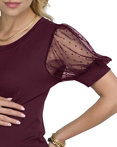 Mesh Sleeve Maternity Top With Stretch - Maternity Blouses - Maternity Work Clothes #TOP1