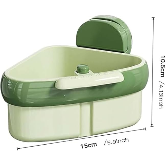 Cureaway Suction Cup Sink Corner Rack, Cureaway Corner Hanging Sink Strainer,Triangular Sinks Basket, With Fine Mesh Drain Hole Say Goodbye to Gross Food Scraps and Smelly Sinks(Green+Yellow)