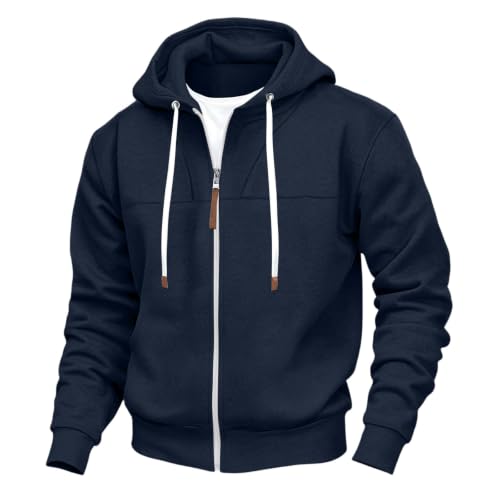 Mens Full Zip Hoodies Fashion Fleece Drawstring Hooded Sweatshirts Jackets - image 4