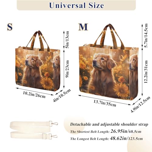 Golden Retriever Dog Corduroy Women Tote Bag, Handbag Purse with Detachable Strap Small Size3
