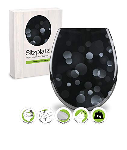 SITZPLATZ 40675 8 Abattant de WC avec système d'abaissement automatique en Duroplast antibactérien, fixation rapide, forme O universelle, charnière en métal, couvercle de WC, 40675 8 Cover