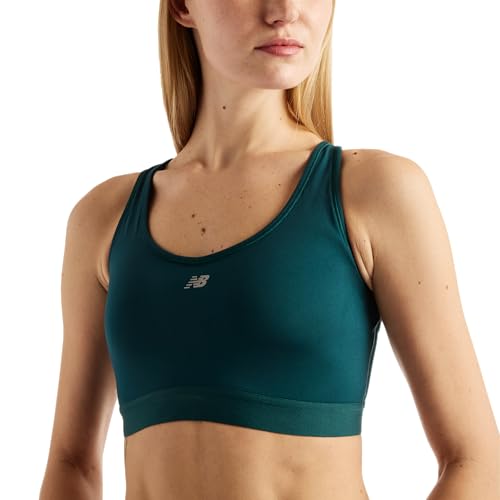 New Balance Women's NB Essential Run Bra, Medusa Green, L (D-DD)