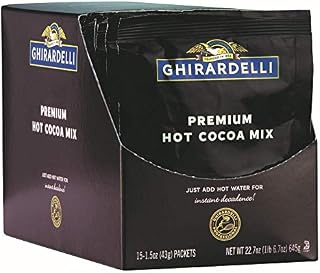 Ghirardelli Premium Hot Cocoa Envelopes, Double Chocolate, 1.5-Ounce (Pack of 15)