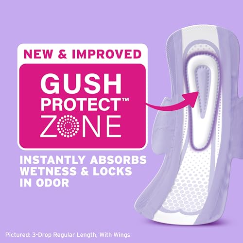Image of Poise Ultra Thin Incontinence & Postpartum Pads with Wings for Bladder Leaks, 5 Drop Maximum Absorbency, Long Length, 60 Count (Packaging May Vary)
