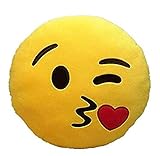 brigamo 510 – Emoticons Cojín de peluche, 30 cm de diámetro con varios motivos coleccionar