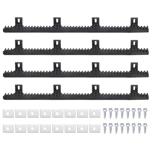 sourcing map Nylon Gear Rack, 4 Pcs Total 13.2 ft Heavy Duty Reinforced Rack with Mounting Hardware Straight Gears for Slide Door Operators, Sliding Gate Openers