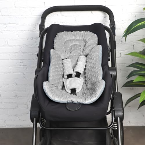 Image of Infant Car Seat Insert Boy Girl, 3 in 1 Newborn Carseat Insert with Strap Pads, Car Seat Head Support for Baby Strollers, Swings, and Bouncers, Comfortable and Machine Washable, Grey