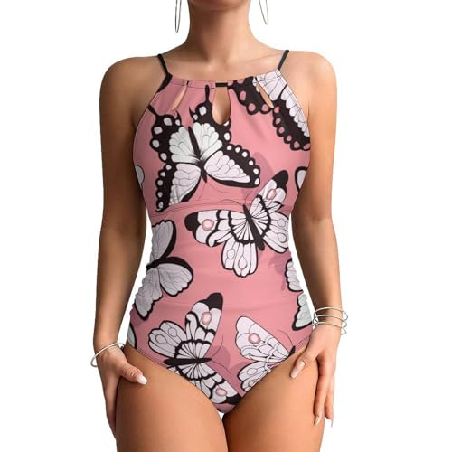 Maillot de bain gainant rose et imprimé papillon pour sculpter la silhouette